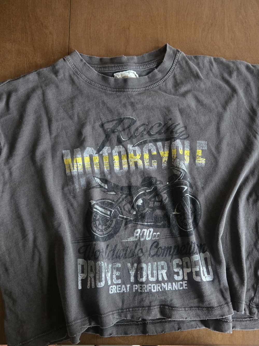Women's Gray Crop Graphic Tee - Motorcycle Racing